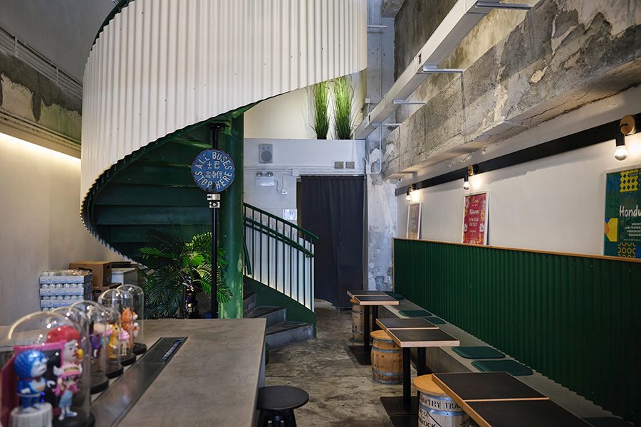 The green staircase at Colour Brown in Sham Shui Po