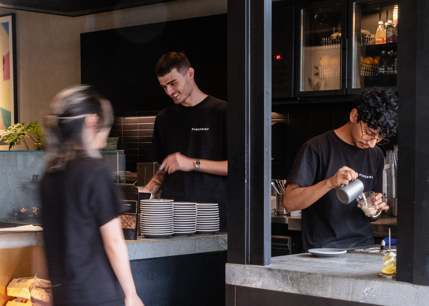 FINEPRINT Happy Valley baristas preparing coffee at the cafe counter